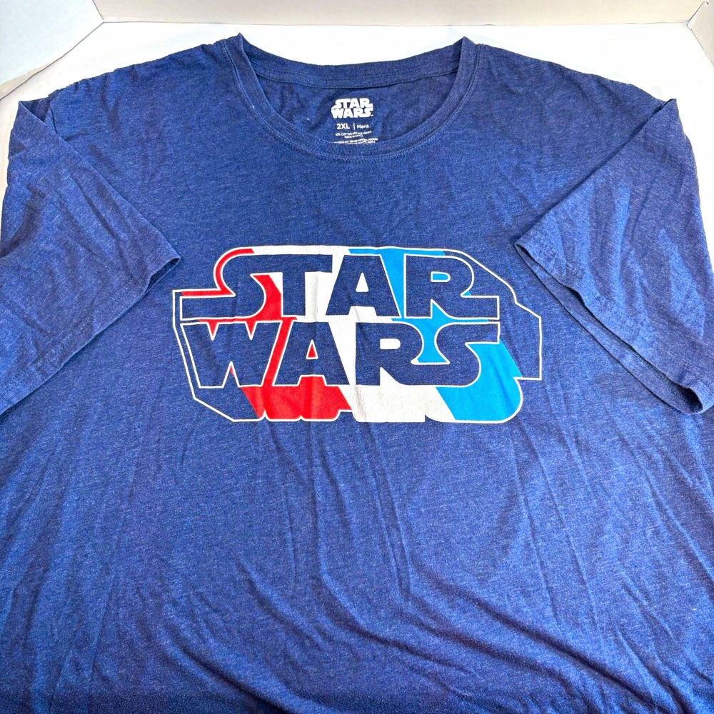 Family Fun retro Star Wars Graphic Print Blue T-Shirt Mens 2XL Short Sleeve